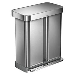 simplehuman Rectangular Liner Pocket Recycling Bin, 58L Silver